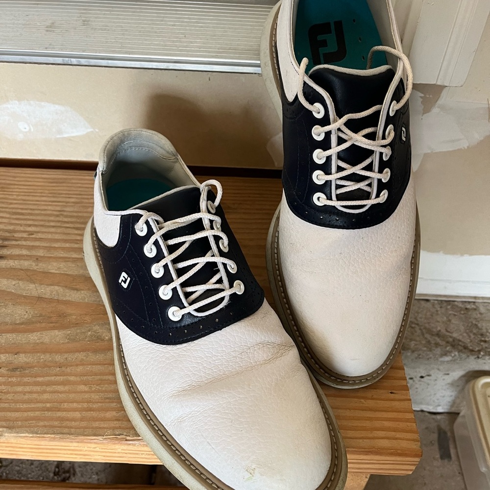 FootJoy Men's White and Black Golf Shoes